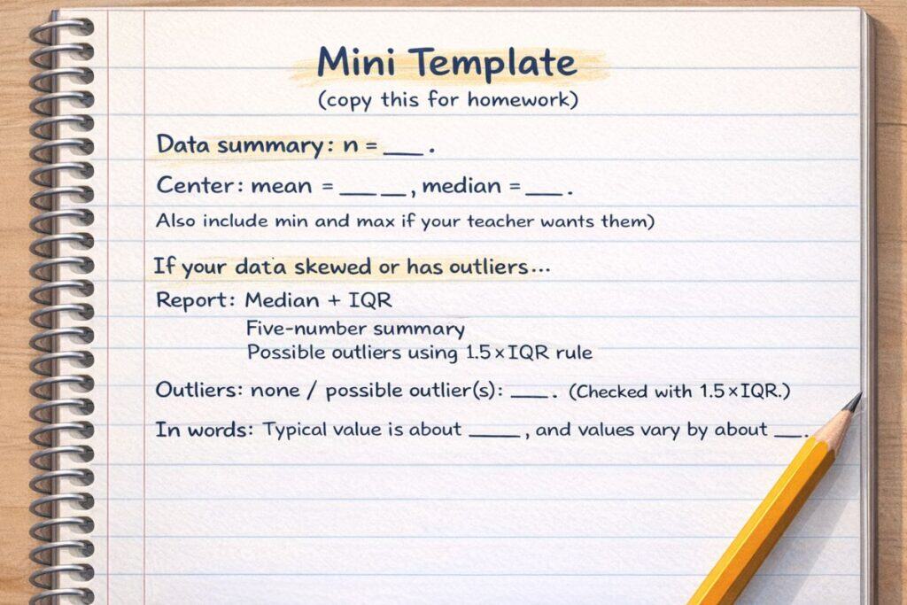 Mini template for summary statistics report